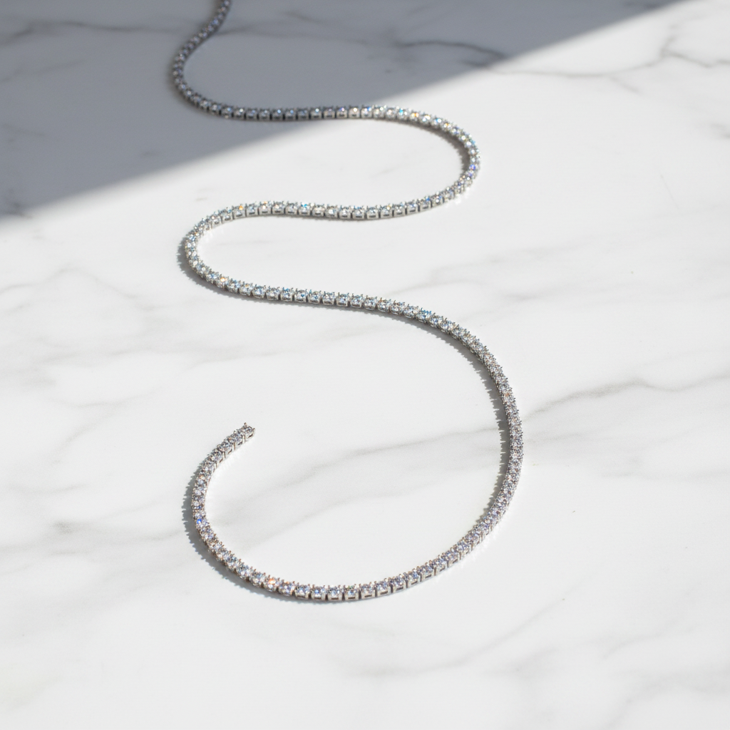 Srebrny tennis necklace drugie ujęcie