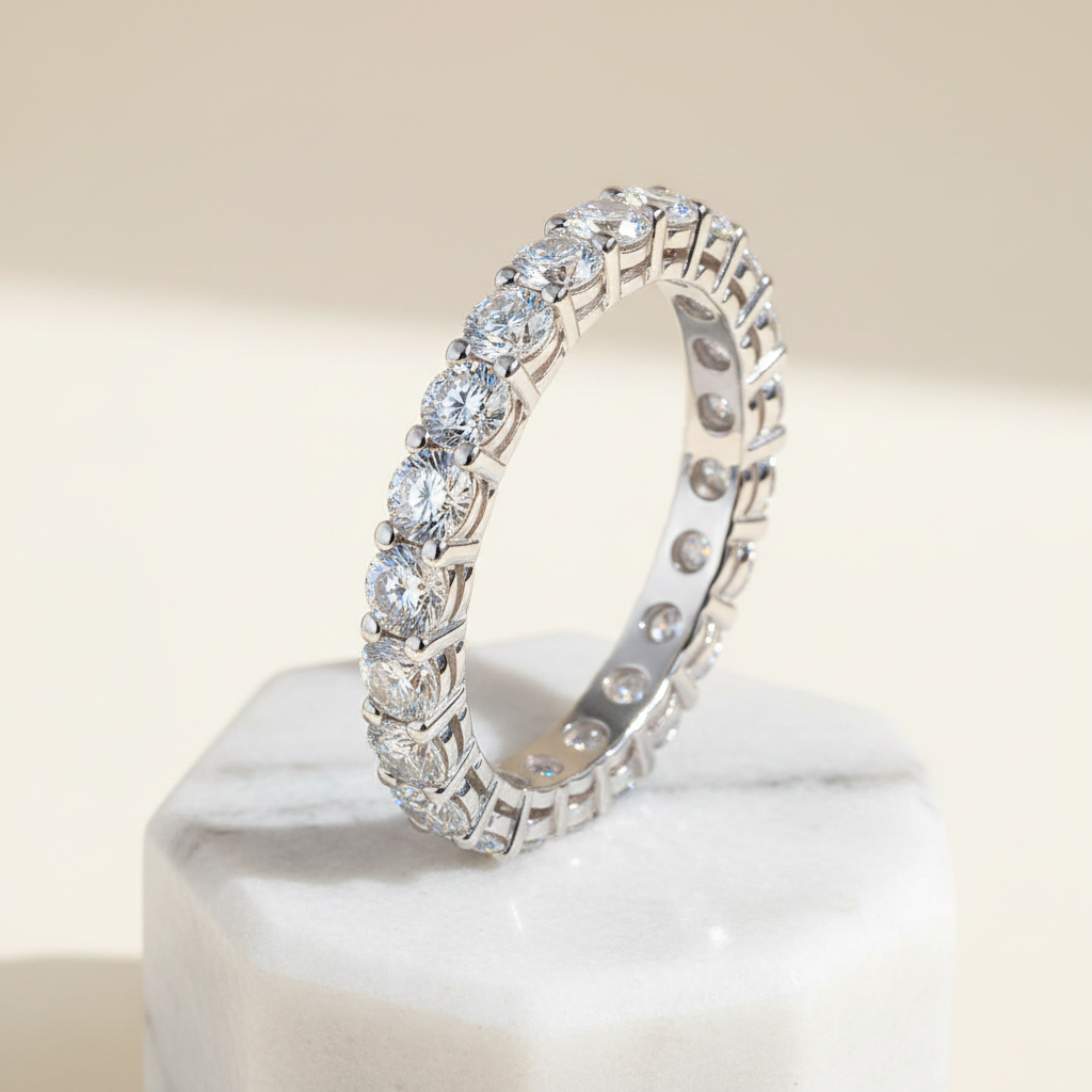 Wedding Band on Marble Display