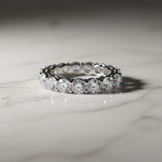 Wedding Band on Marble with Gold Veining